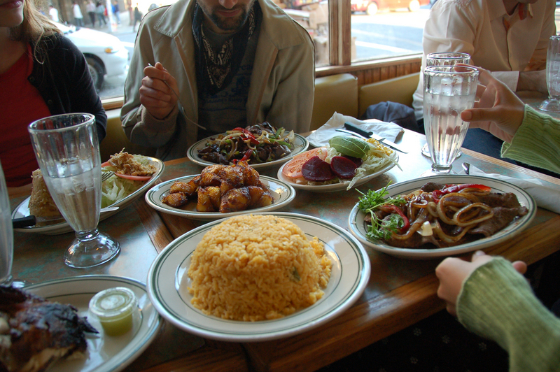 chicken and rice and plantains